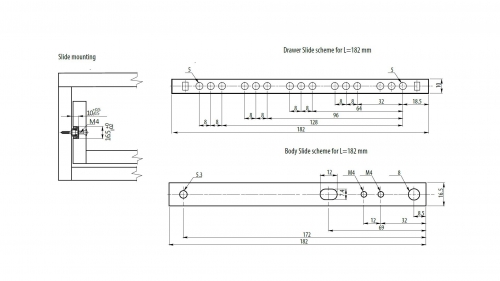 DRAWER RUNNERS MICRO 17MM