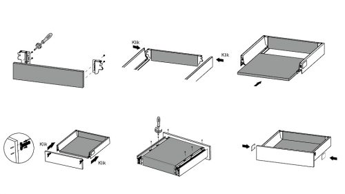 Ladegeleiders met zachte sluiting, moderne doos H = 83 mm