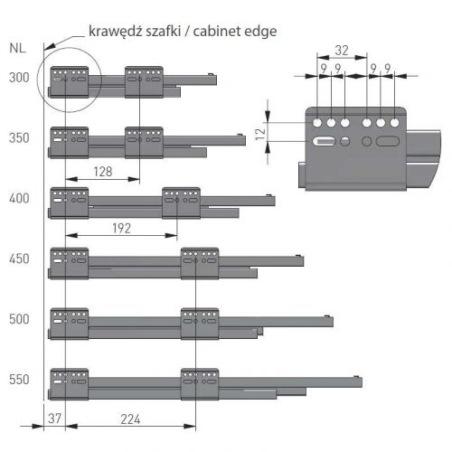 DRAWER SLIDES WITH METAL SIDES AXISPRO WHITE