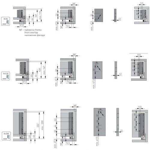DRAWER SLIDES WITH METAL SIDES AXISPRO WHITE