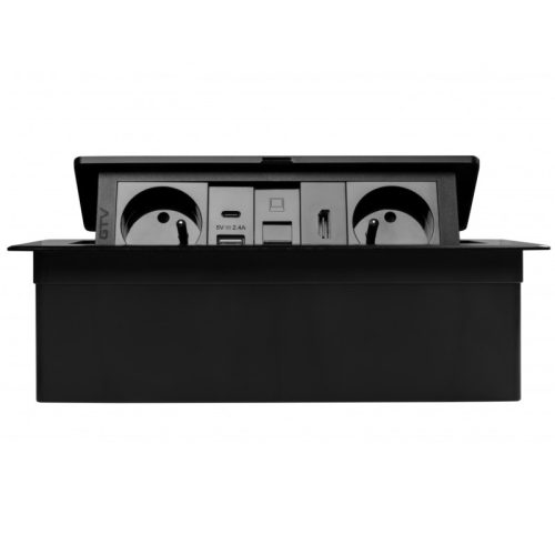 PRISE ÉLECTRIQUE POP-UP Docker Schuko USB-A USB-C HDMI et UTP